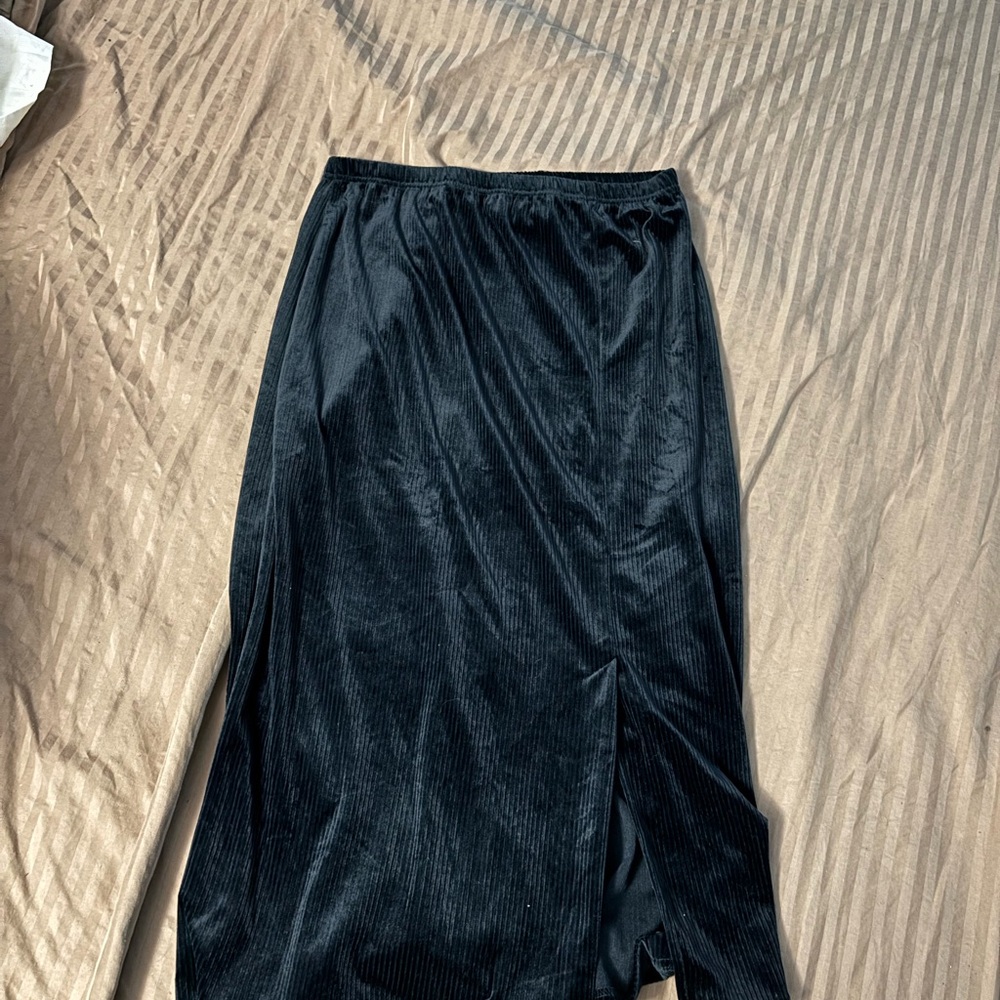 Blue Maxi Wrap Skirt with Slit for Night Out Large